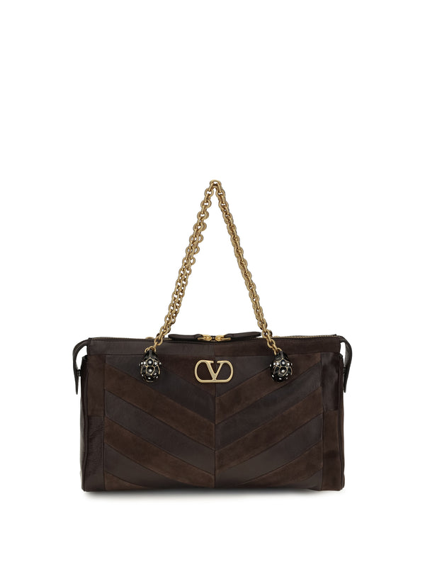 Valentino Garavani 100% calf leather (Bos taurus) shoulder bag in brown