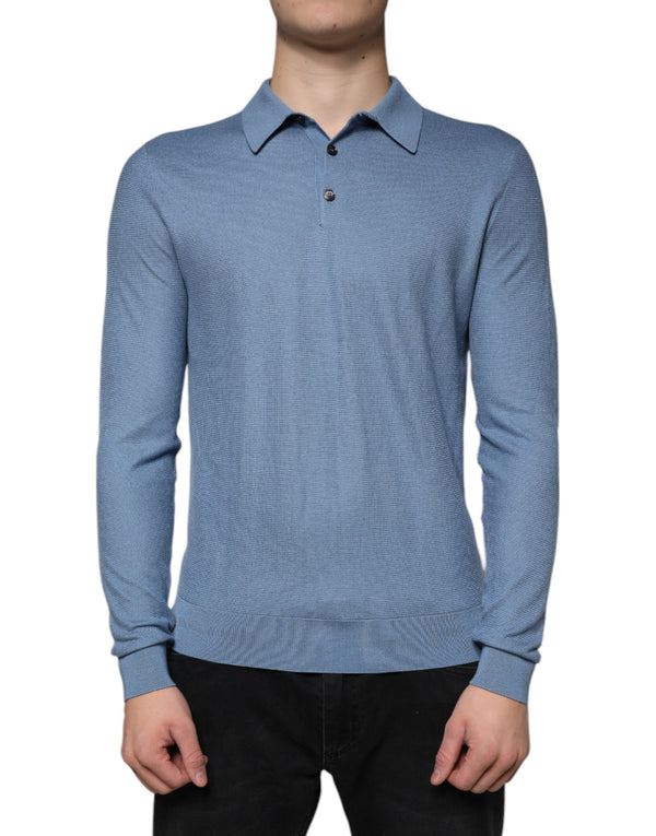 Dolce & Gabbana 100% Silk polo in blue