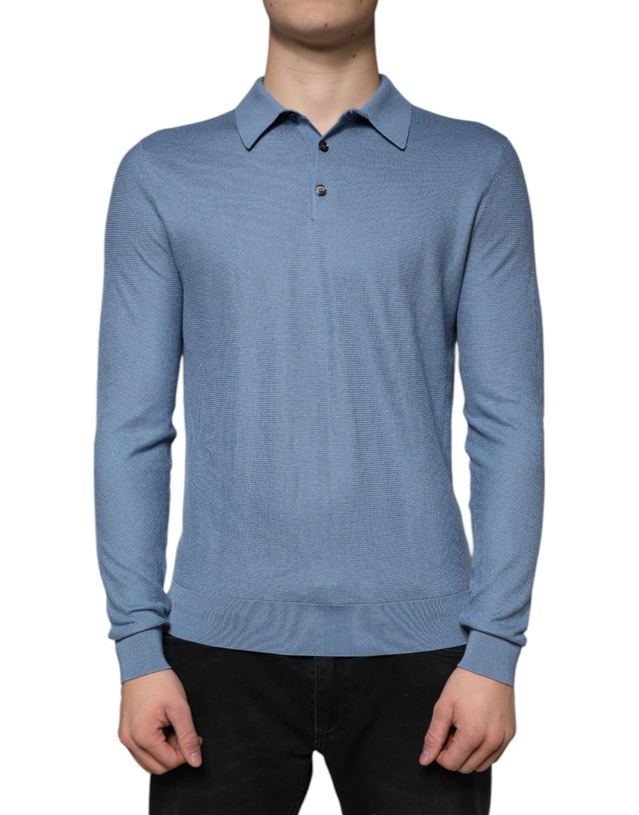 Dolce & Gabbana 100% Silk polo in blue