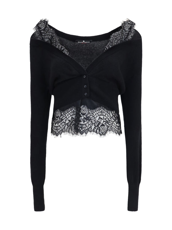 Lace Cardigan Black Kashmir/capra Hircus