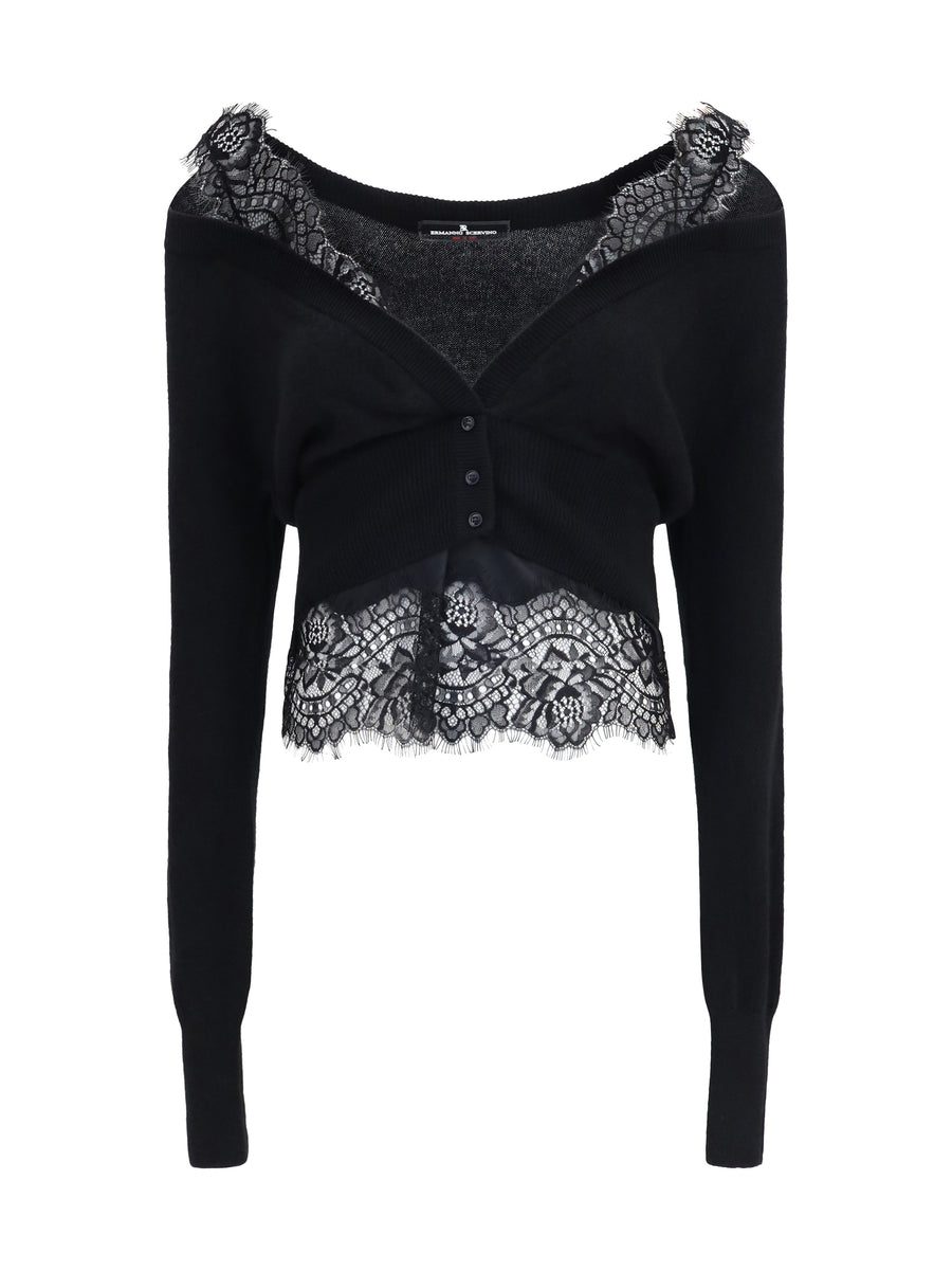 Lace Cardigan Black Kashmir/capra Hircus