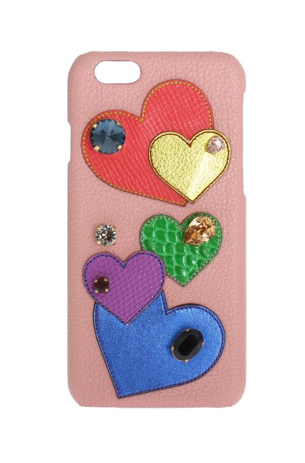 Pink Leather Heart Crystal Phone Case Accessory