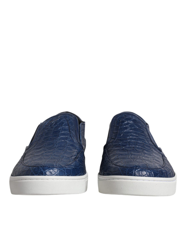 Dolce & Gabbana 100% Crocodile exotic skin Leather sneaker in blue