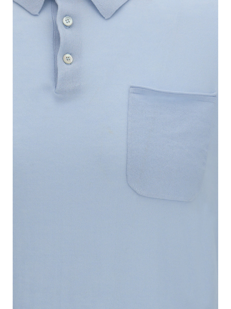 Short-Sleeve Cotton Polo Omphalodes Blue Shirts