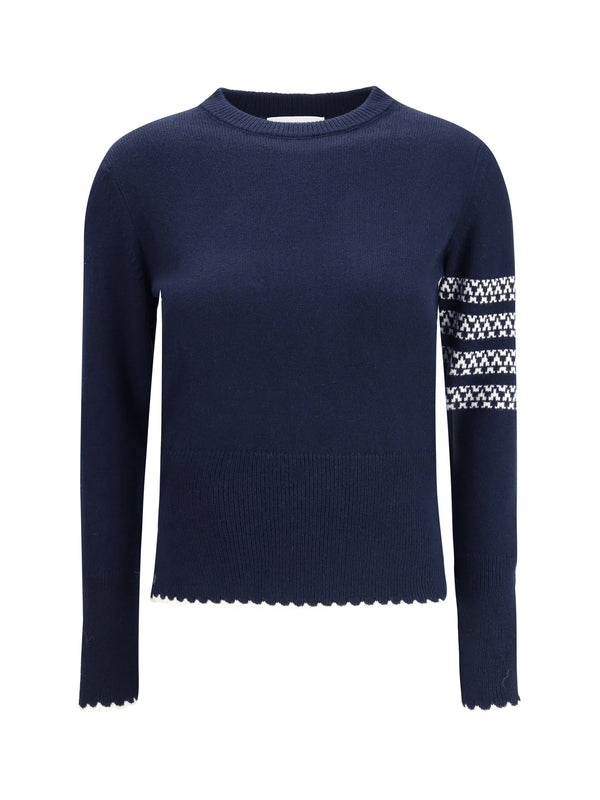 Thom Browne 100% Fleece Wool Ovis Aries sweater in navy