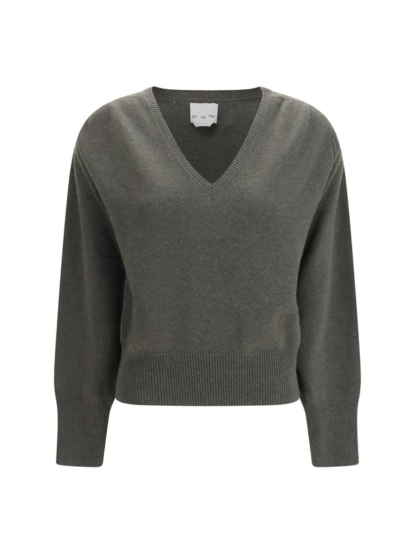 Cashmere V-Neck Sweater Military Green (capra Hircus)