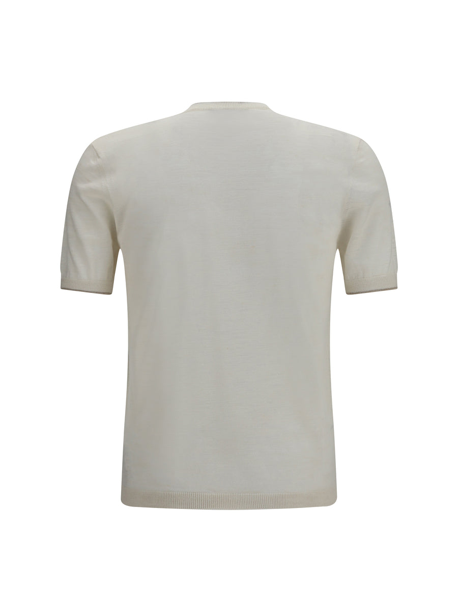 Shirt Short-Sleeved Linen Blend Off-White T-shirts