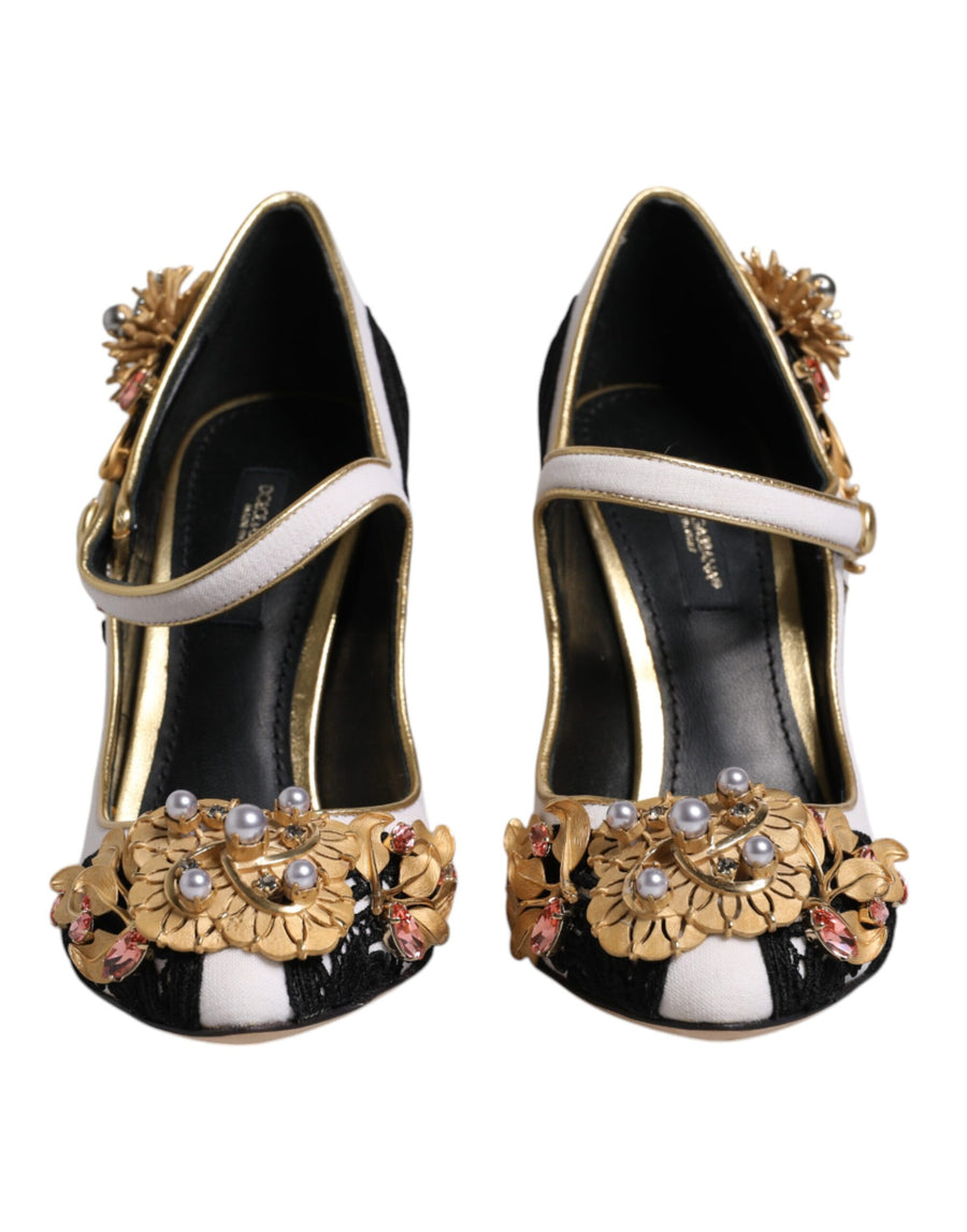 Dolce & Gabbana 65% Virgin Wool 29% Lamb Leather 5% Nylon 1% Elastane heel in multicolor