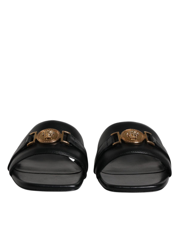 Versace 100% Leather slide in black