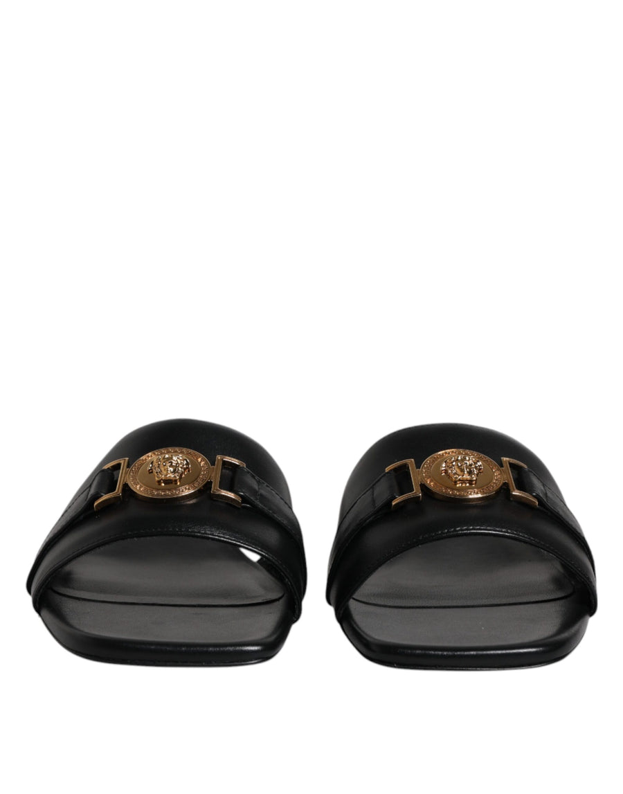 Versace 100% Leather slide in black