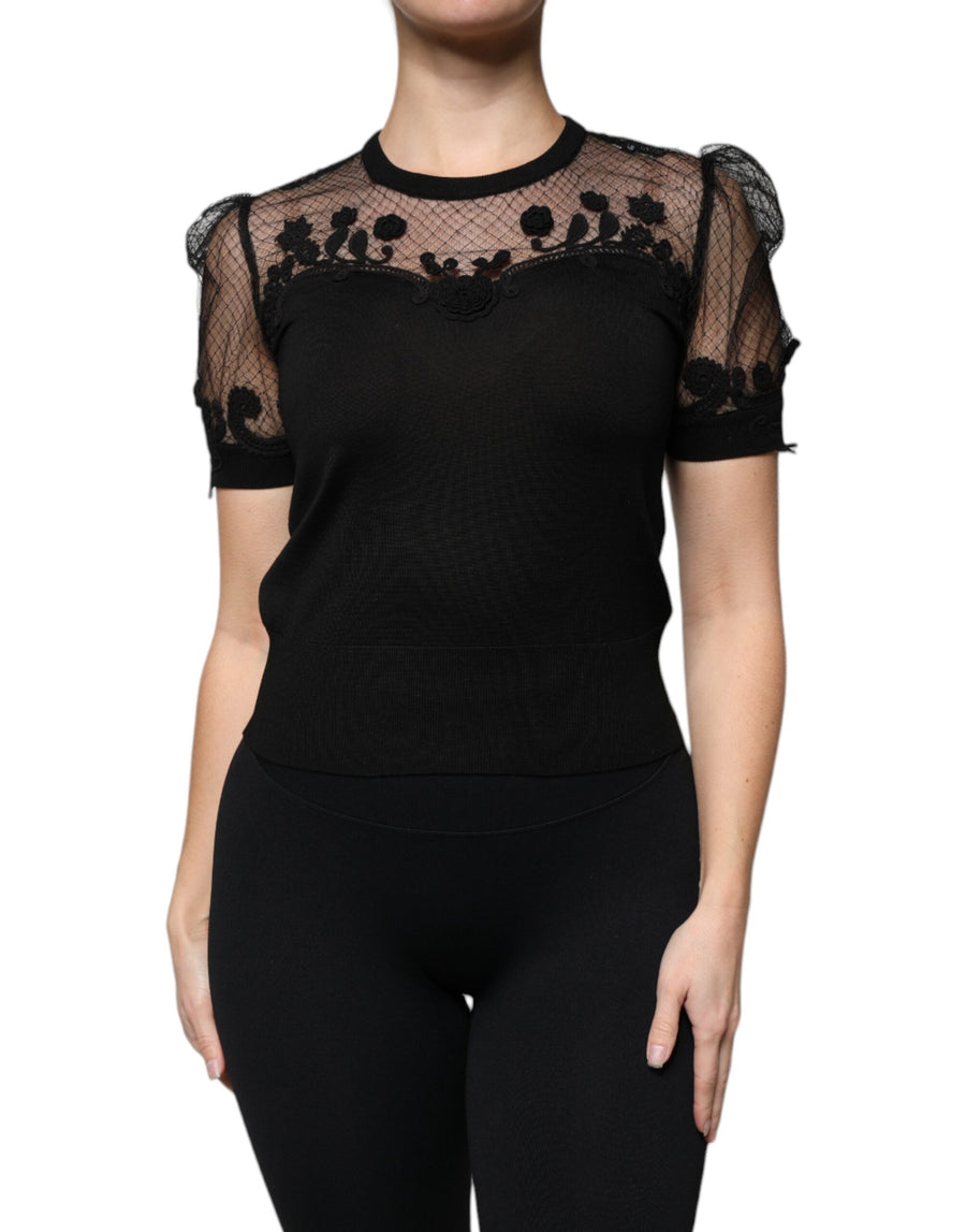 Dolce & Gabbana 80% Silk 15% Nylon 5% Cotton blouse in black
