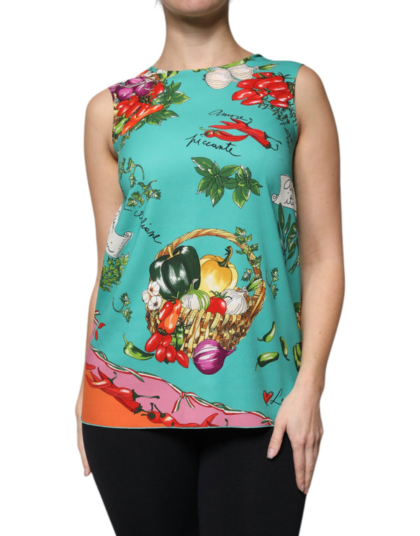 Dolce & Gabbana 95% Silk 5% Elastane tank top in turquoise