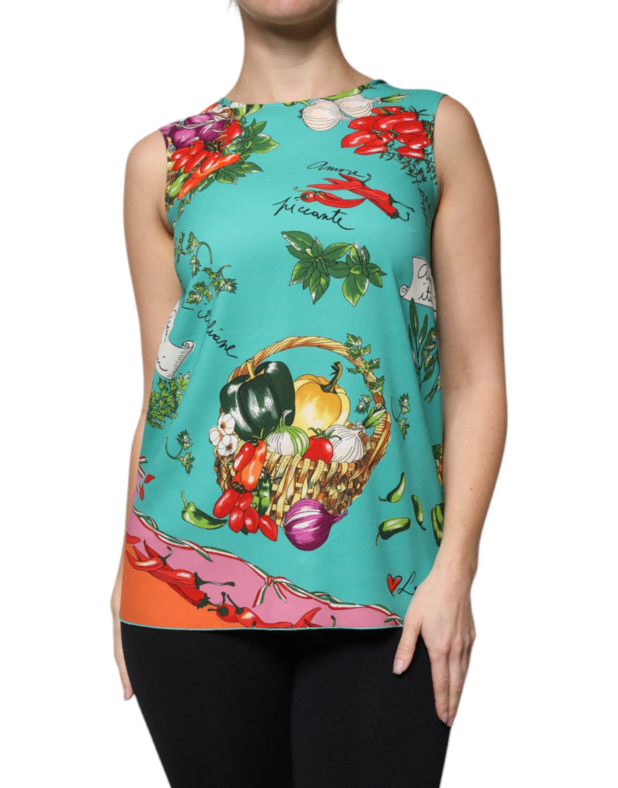 Dolce & Gabbana 95% Silk 5% Elastane tank top in turquoise