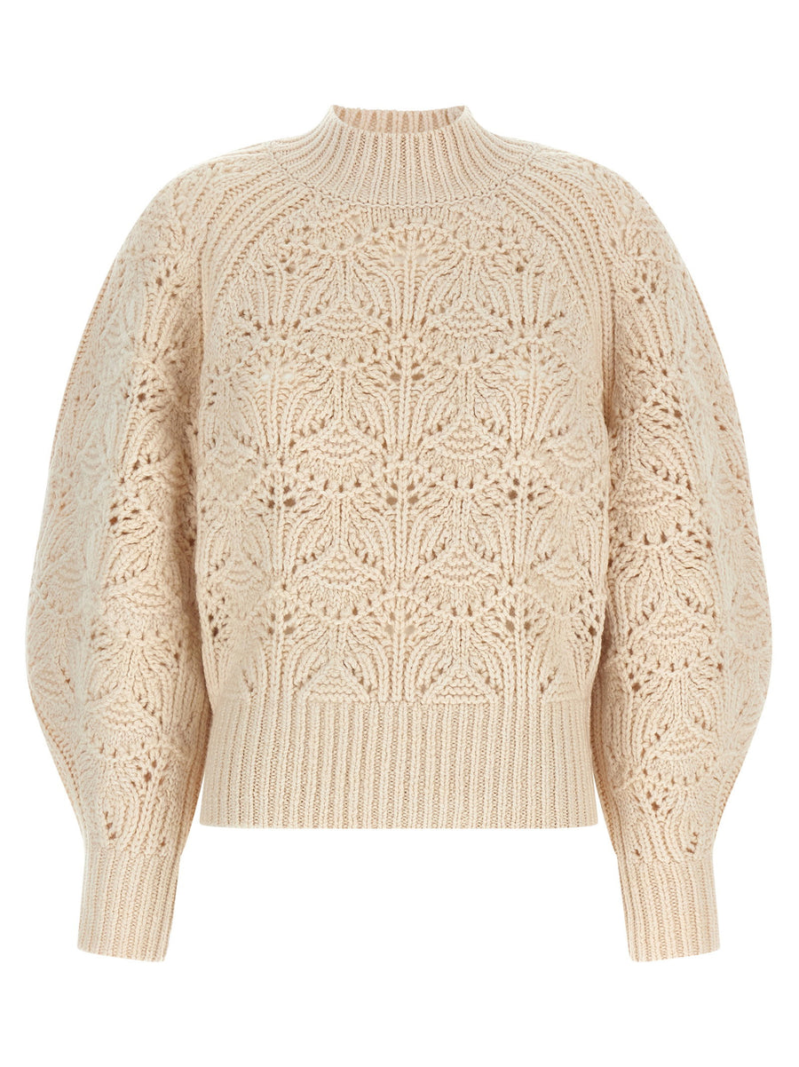 Zimmermann Cable Knit Wool Sweater — Cream