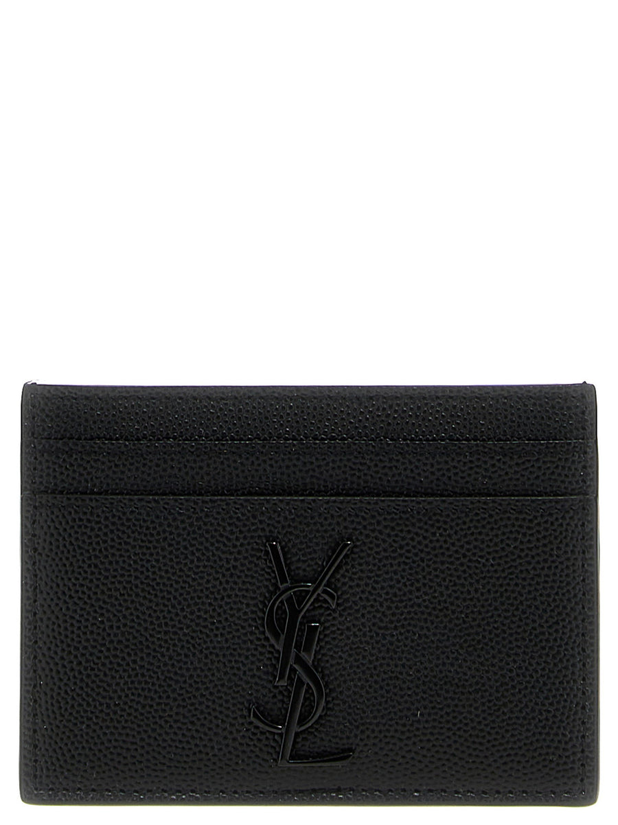 Saint Laurent Monogramme Leather Card Case — Black