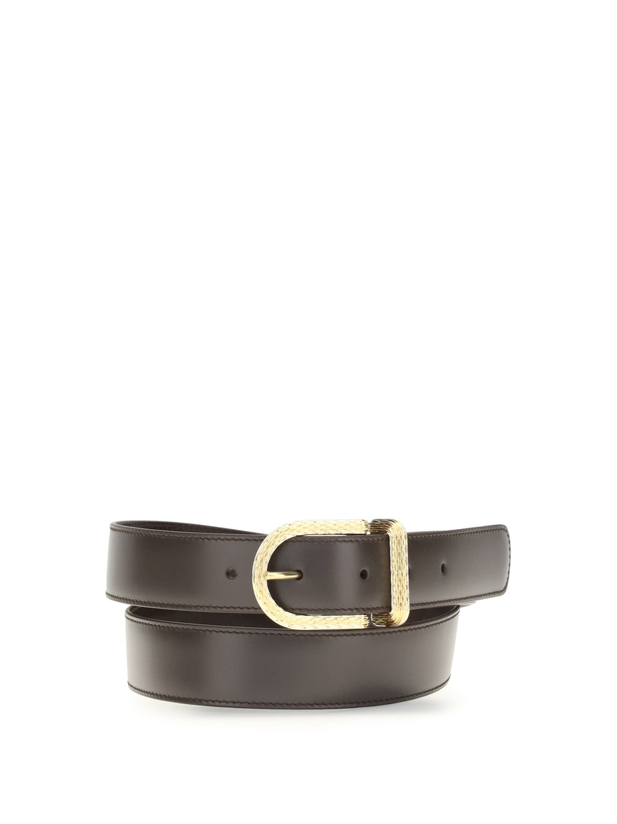 Belt Inlay Calf Leather Sun Gold Black/sun