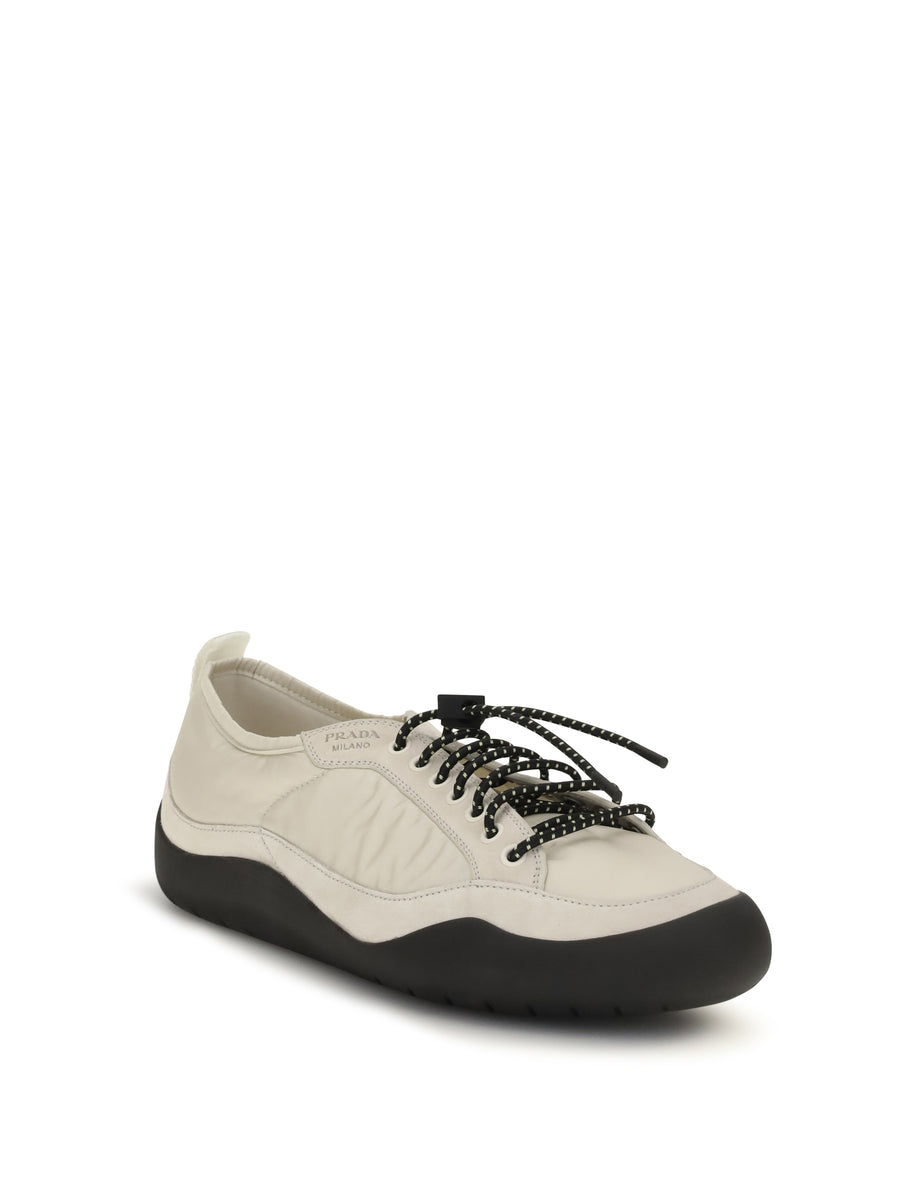 Sneakers Ivory Leather & Fabric Trainers