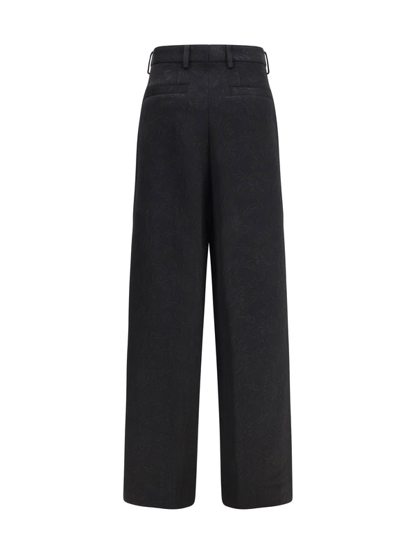 Wide-Leg Trousers Black Viscose