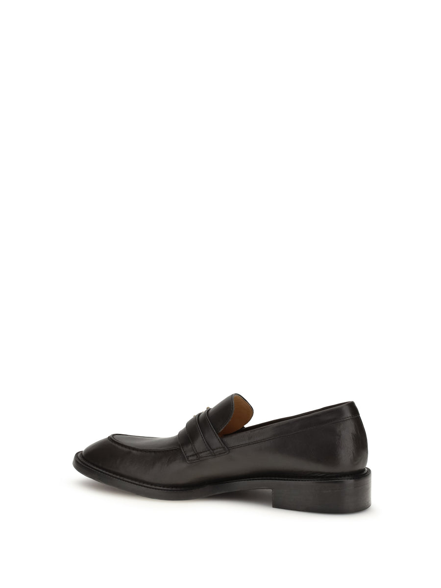 Loafers With Medusa Detail, Ebony-Gold Ebony/gold Calf Leather