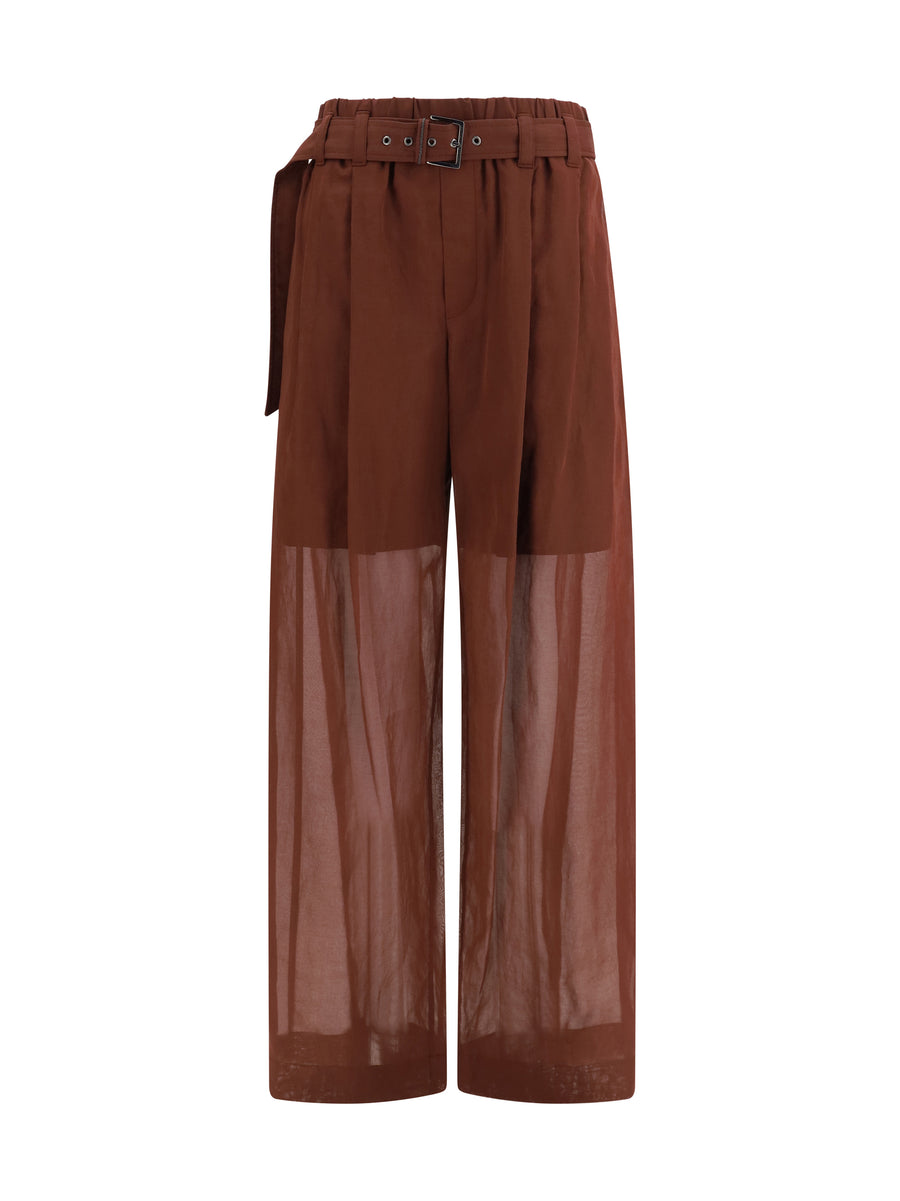 Cotton Loose Pants With Monili Mulberry