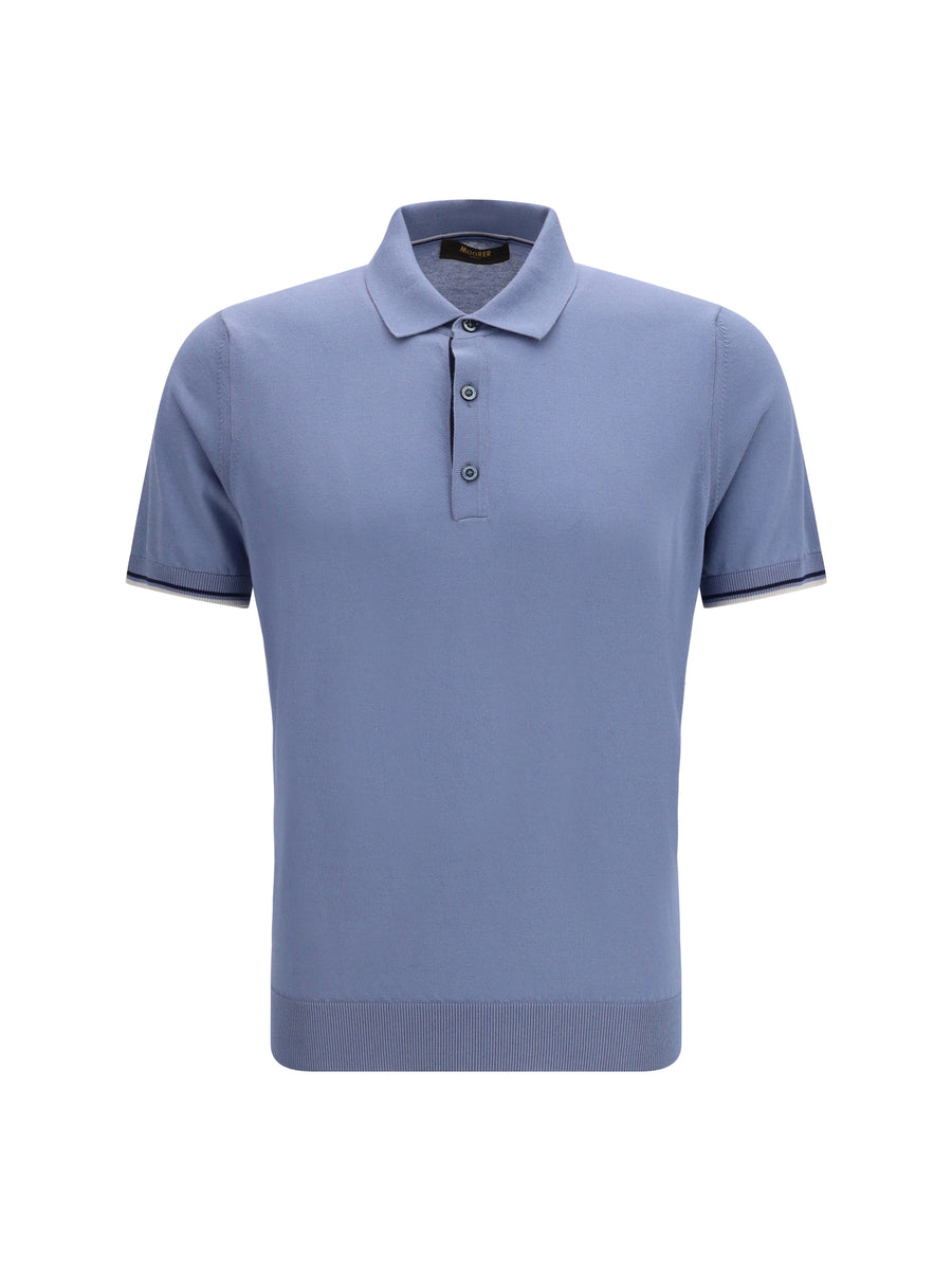 Moorer 100% Cotton polo in blue