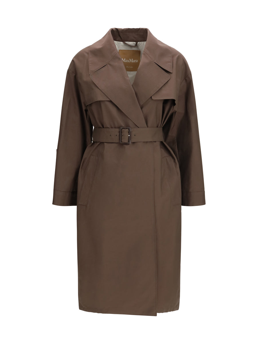 Trench Coat Double-Breasted Cotton-Blend Chocolate & Raincoats