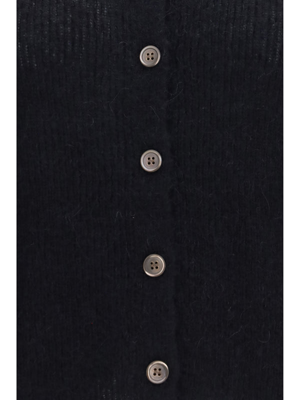 Polo Sweater Mazzy Alpaca Blend Black Fuzzy Tops