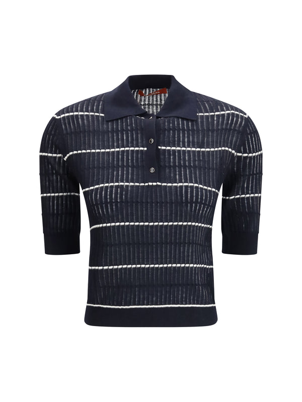 Max Mara Studio 55% Silk; 45% Wool polo in navy
