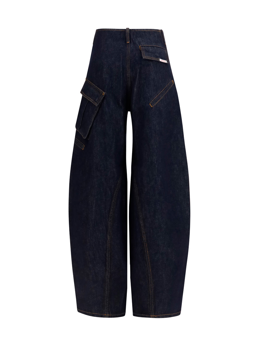 Cargo Jeans Blue Denim Cotton