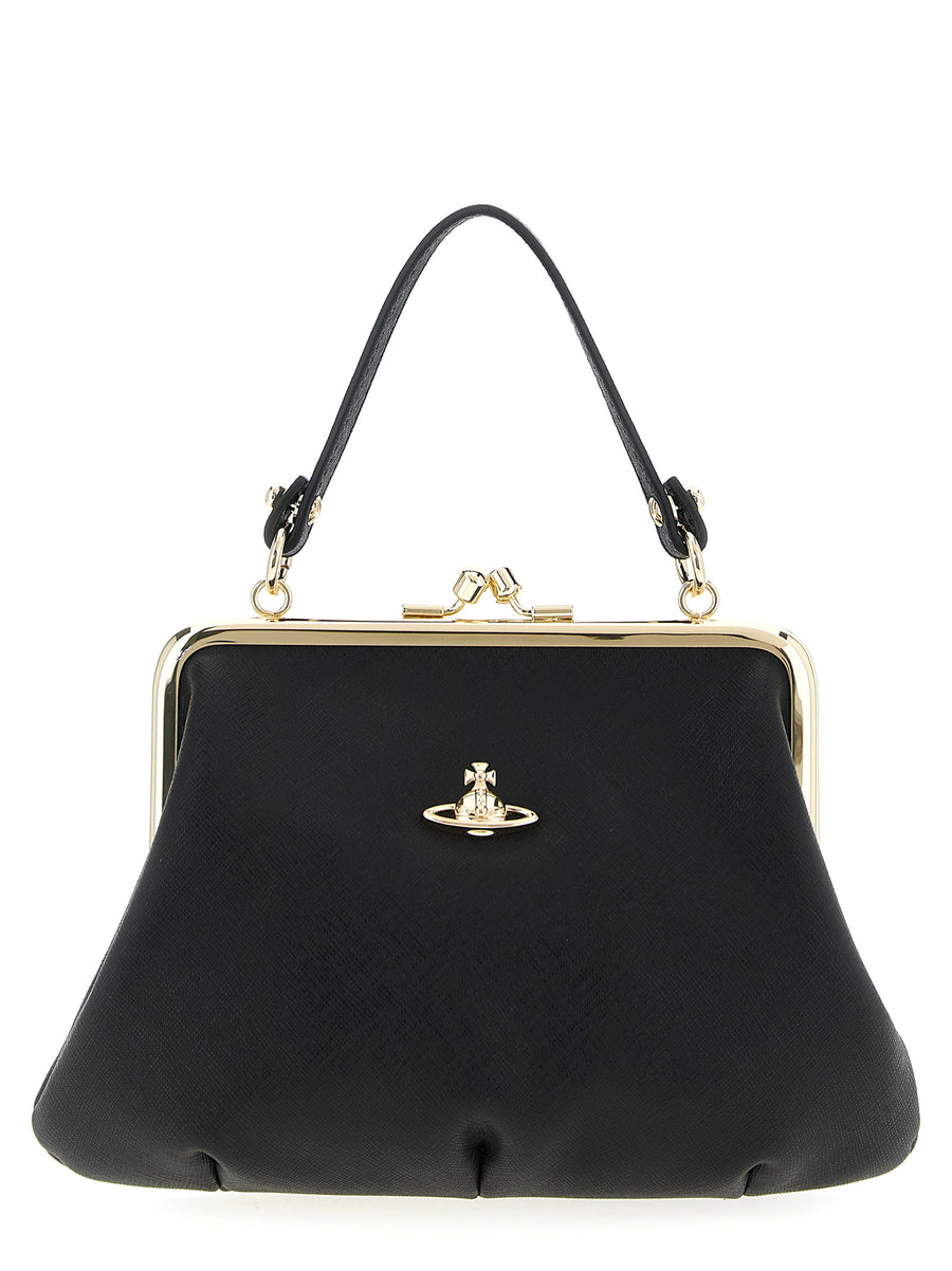 Vivienne Westwood Granny Frame Top Handle Bag — Black