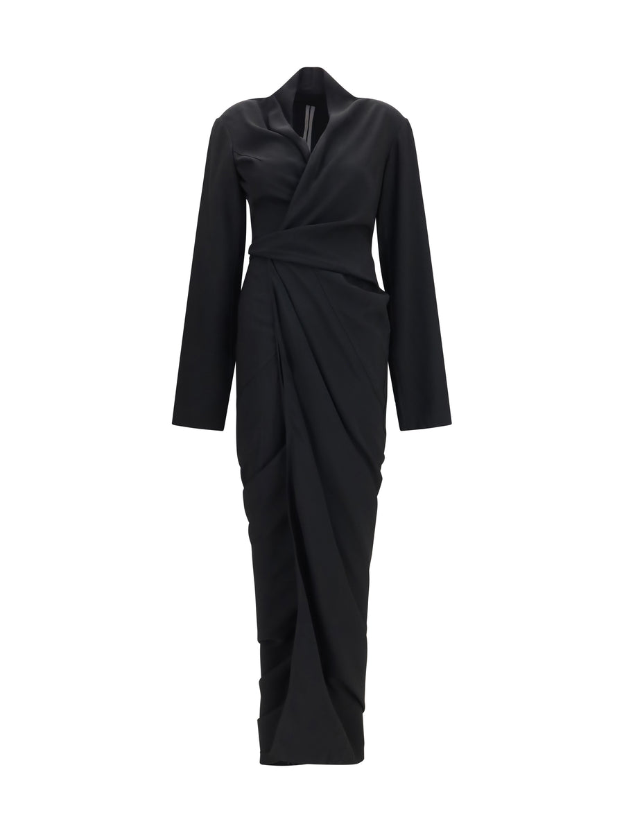 Dress Draped Wrap Black Viscose