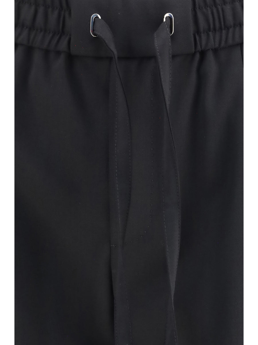 Jogger Pants Black Wool Gabardine Virgin Trousers