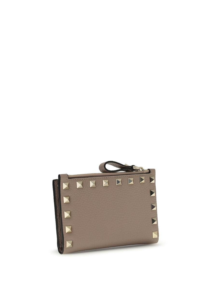 Card Holder Rockstud Powder Calfskin Calf Leather Wallets & Purses