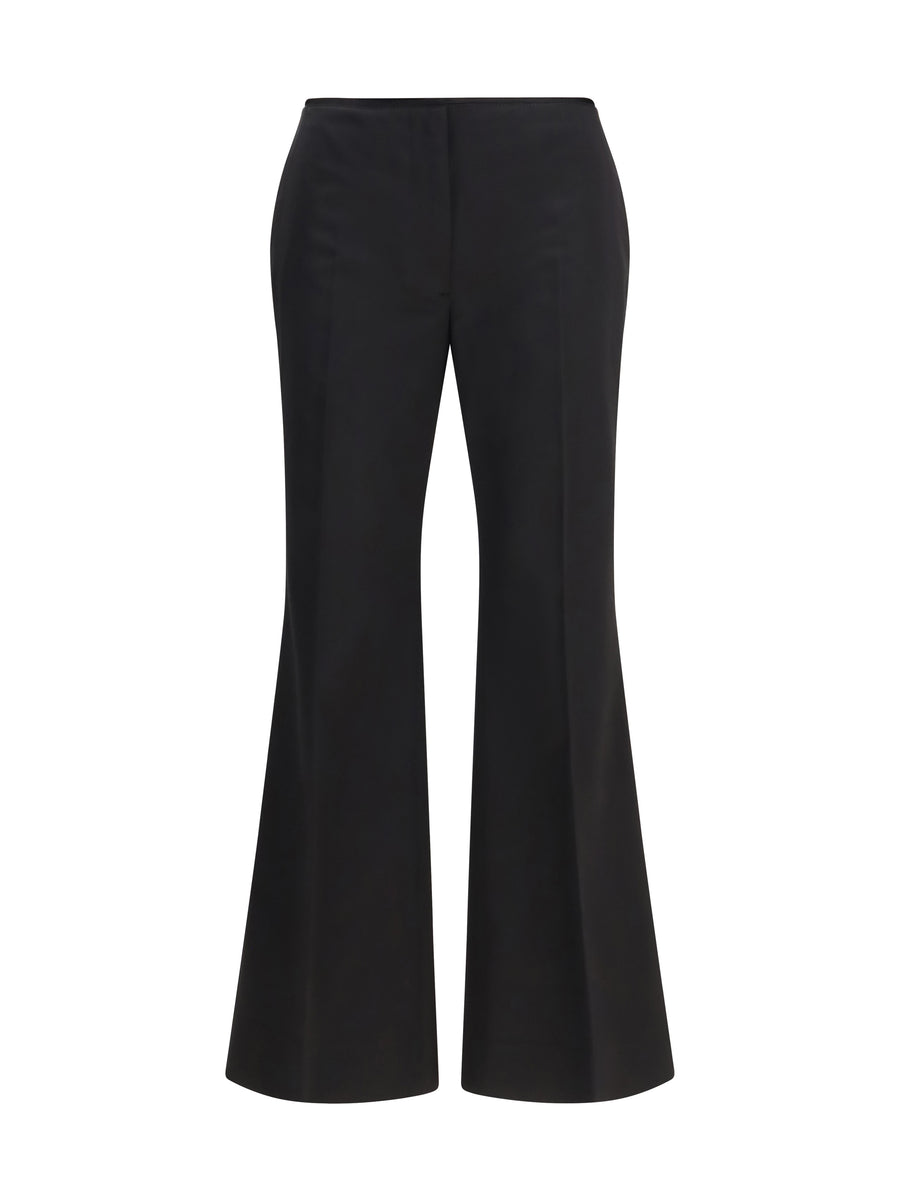 Pants Kick Flare Raw-Edge Black Cotton Trousers