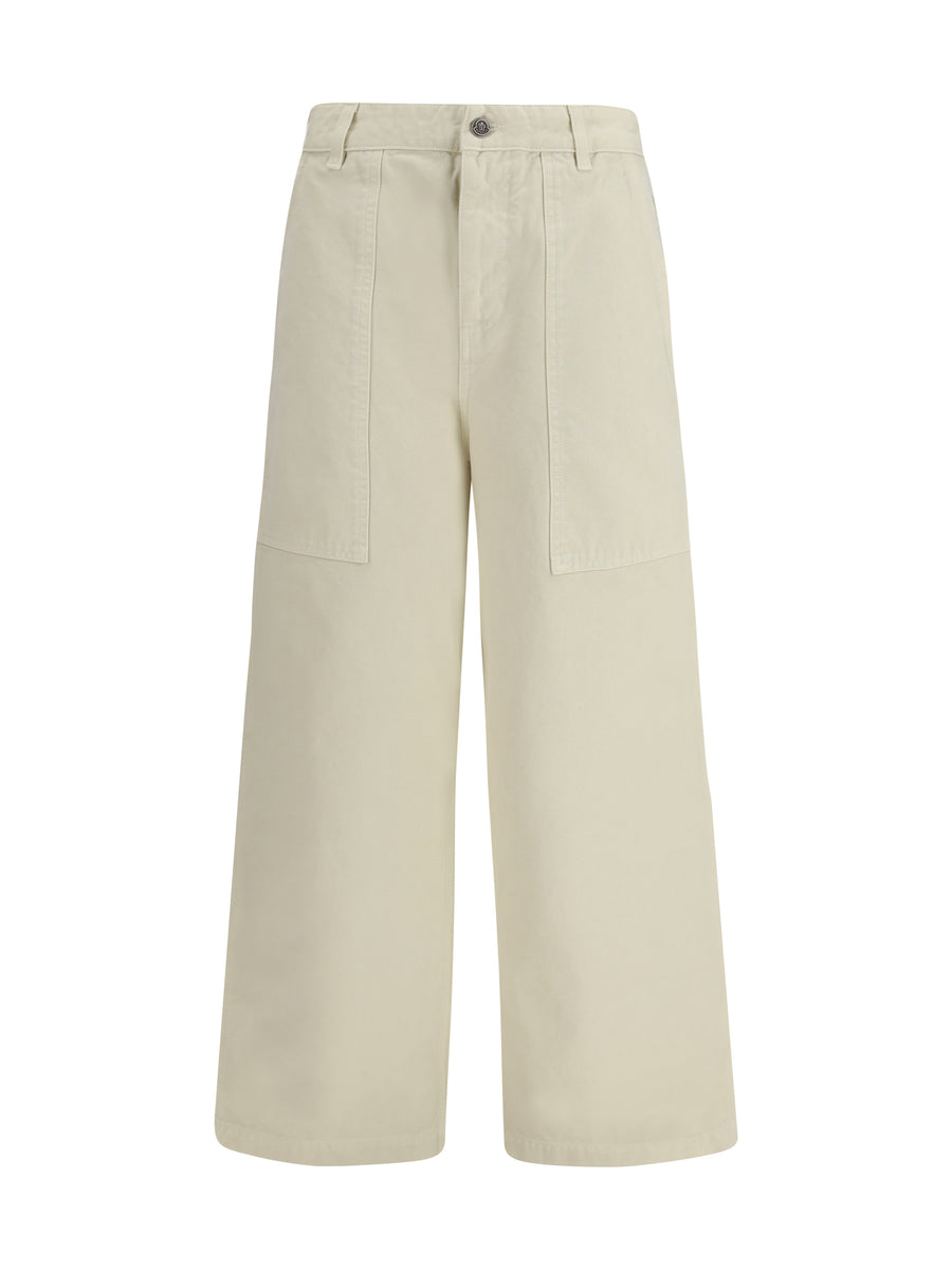 Moncler 100% Cotton cargo pants in beige