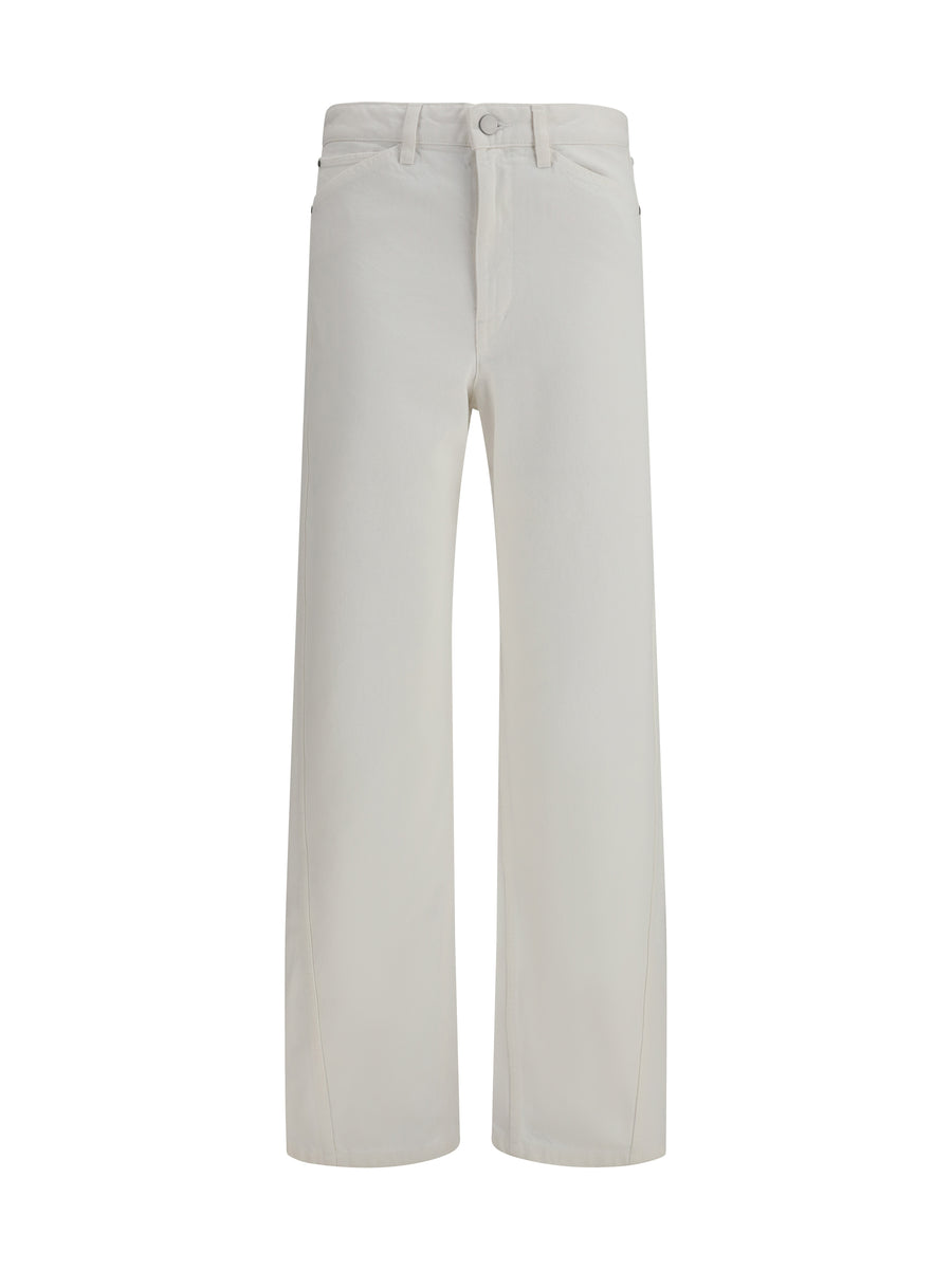 Lemaire 100% Cotton trousers in white