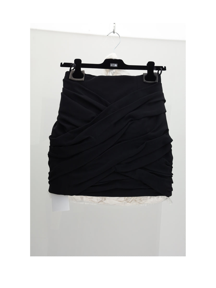 Mini Skirt Draped Black Viscose