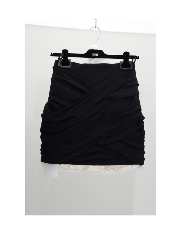 Mini Skirt Draped Black Viscose