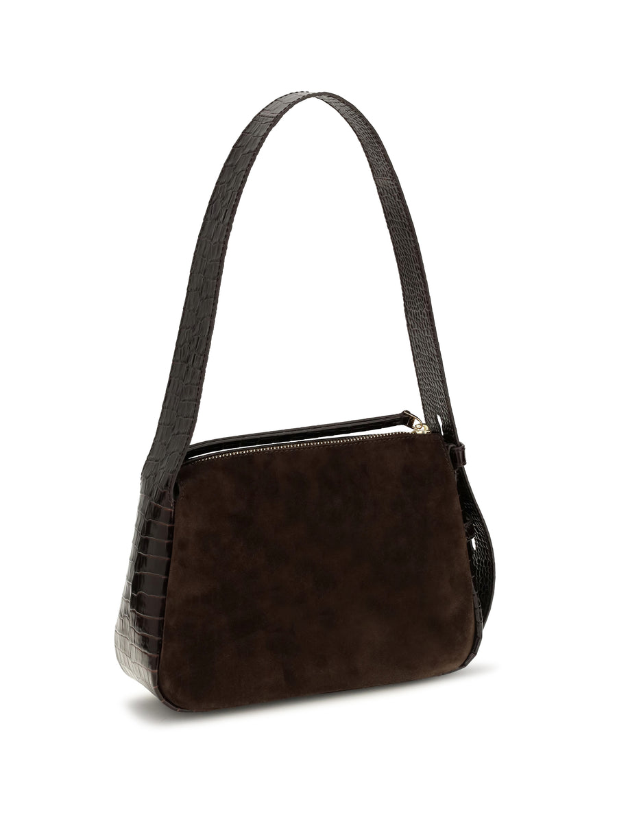 Shoulder Bag Romy Suede Dark Cocoa