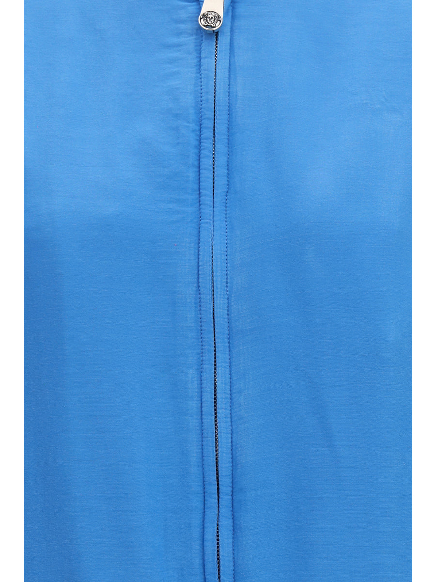 Bomber Jacket Silk Zipper Azure