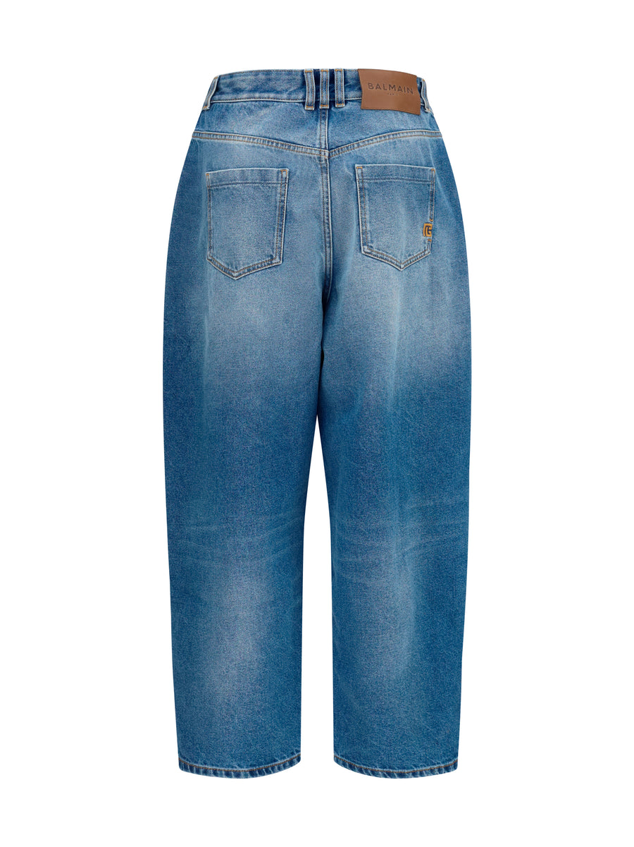 Barrel Denim Jeans Blue Cotton