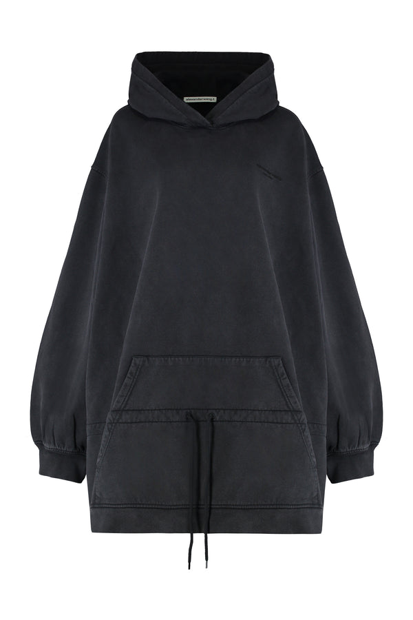 Hooded Mini Dress Washed Black Cotton