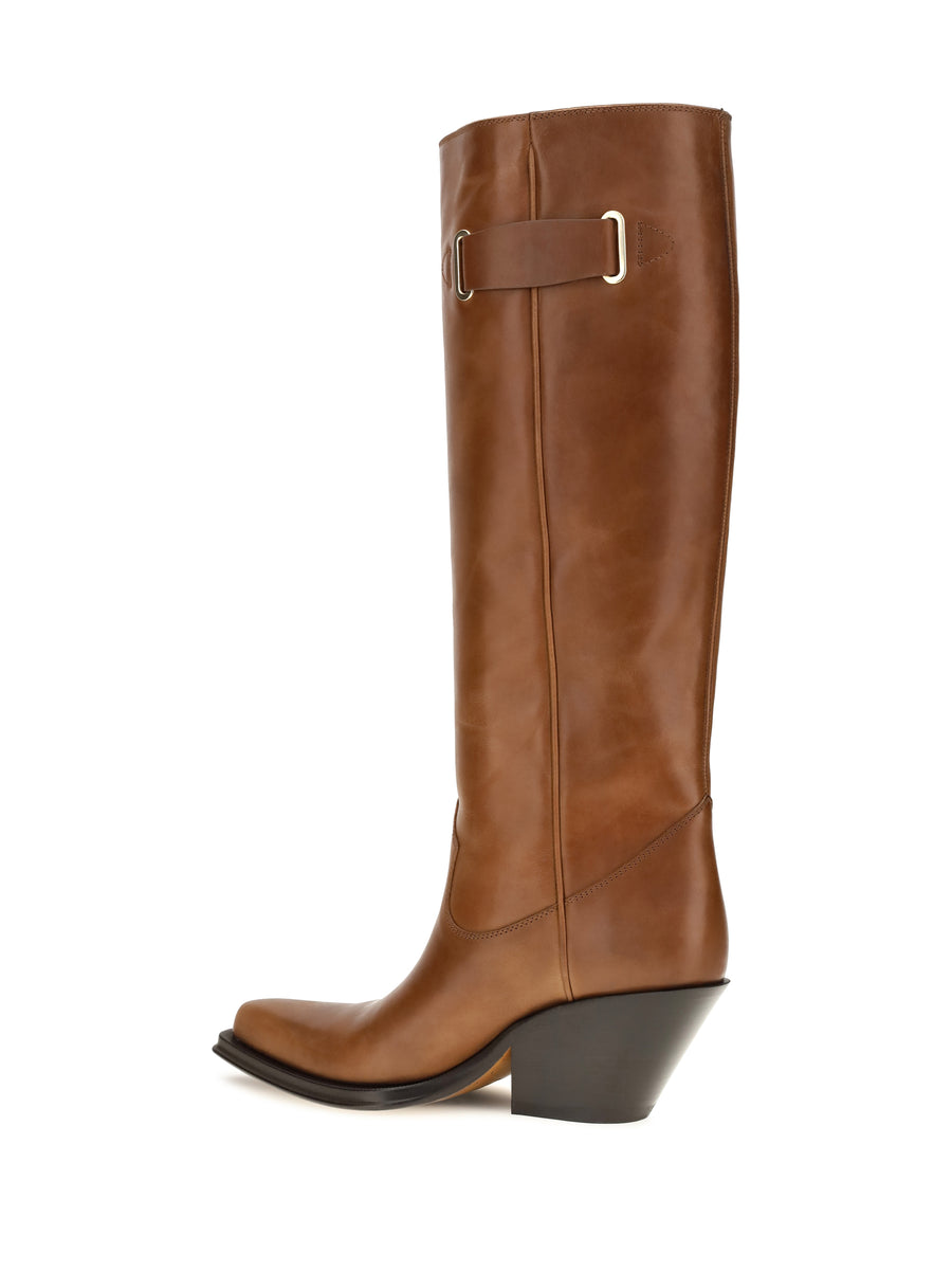 Over-The-Knee Azelan Leather Boots Amber Brown Calf