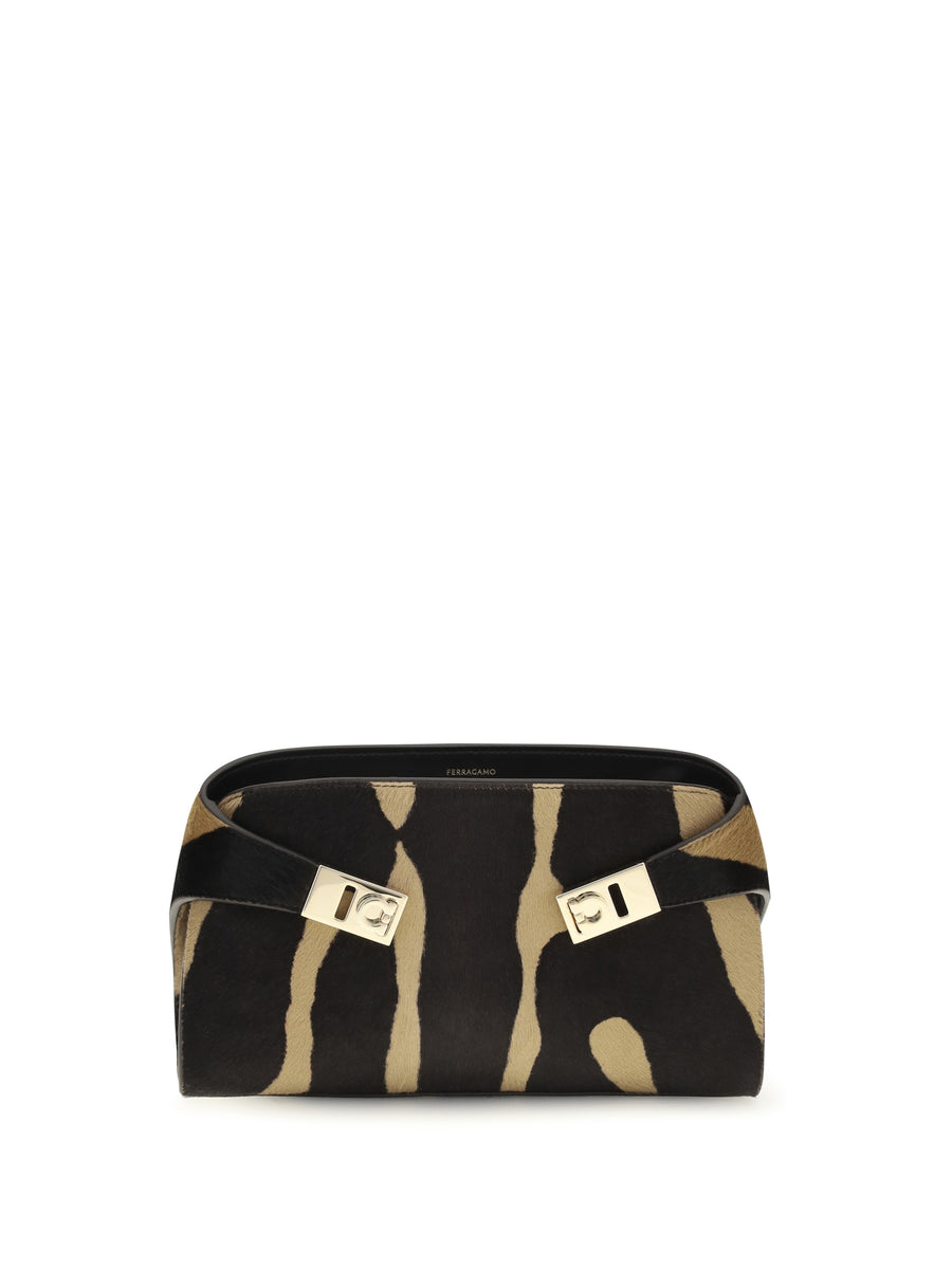 Ferragamo 100% Horsehair shoulder bag in black