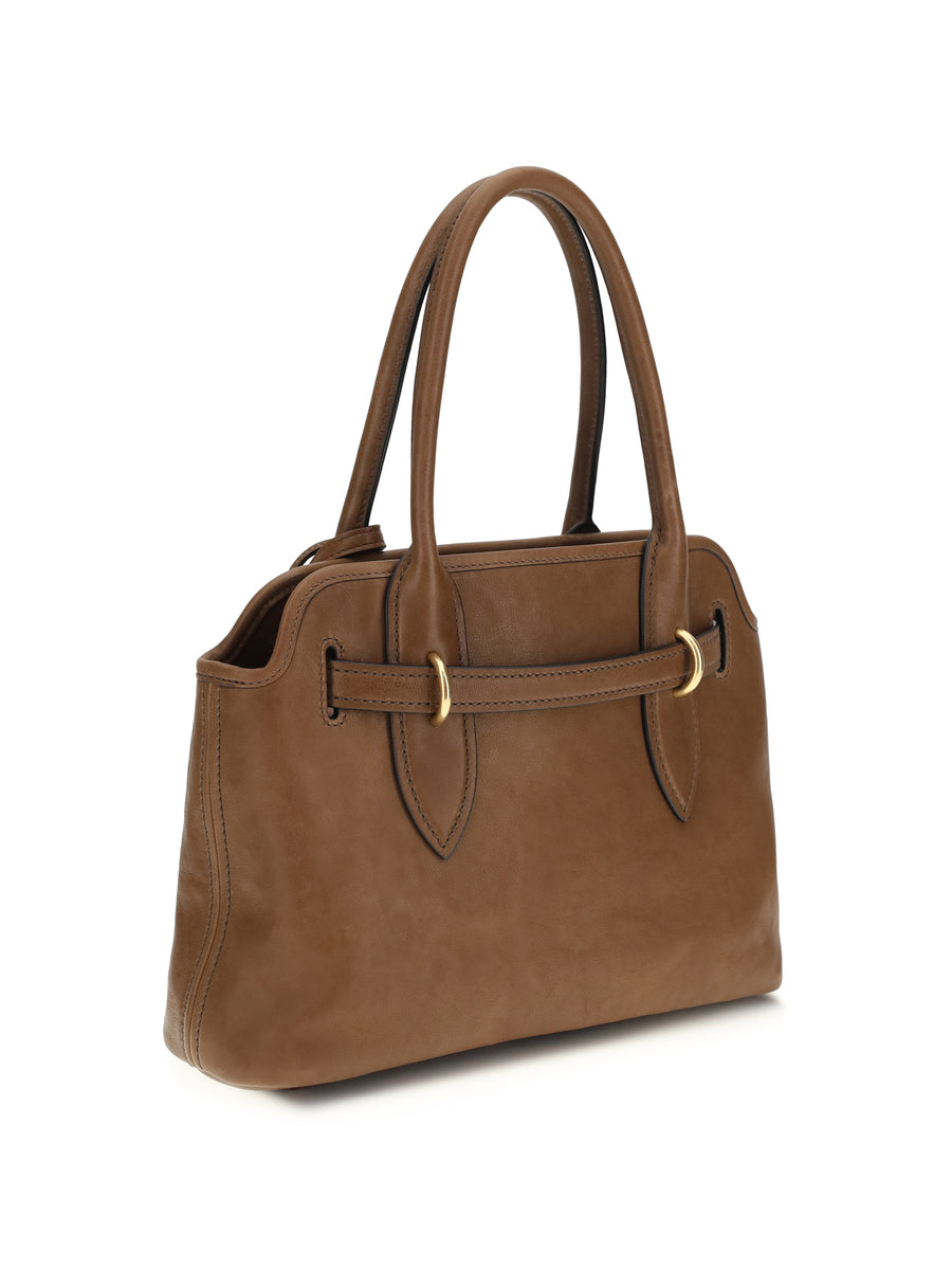 Handbag Aventure Oak Brown Lambskin Handbags