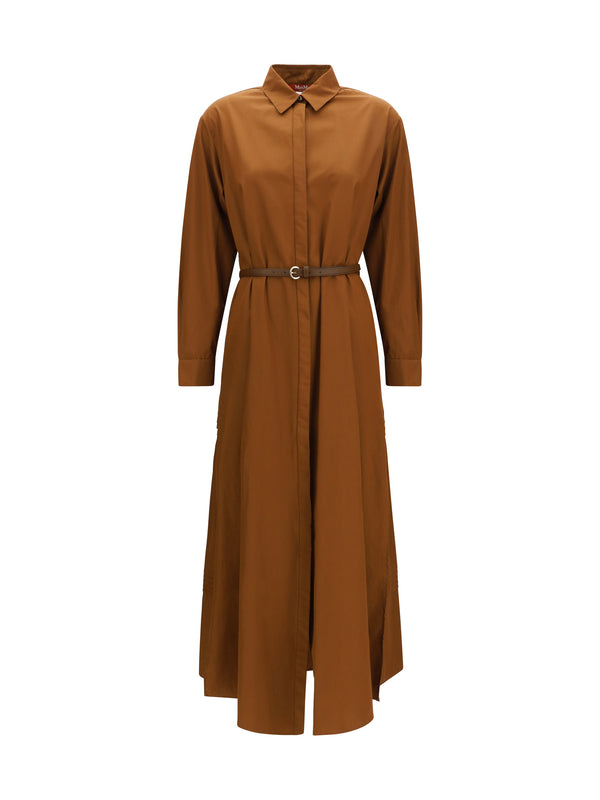 Max Mara Studio 100% Cotton shirt dress in brown