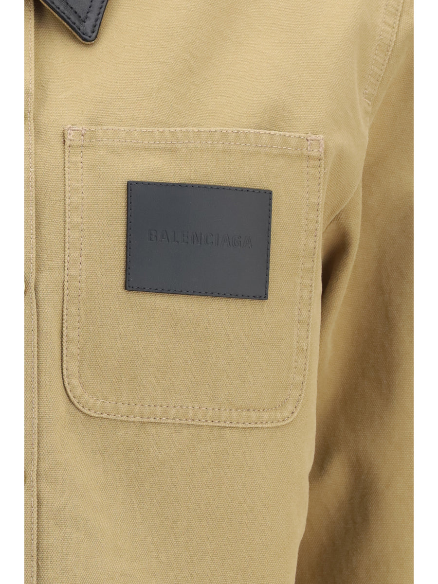 Cropped Heavy Cotton Jacket Beige