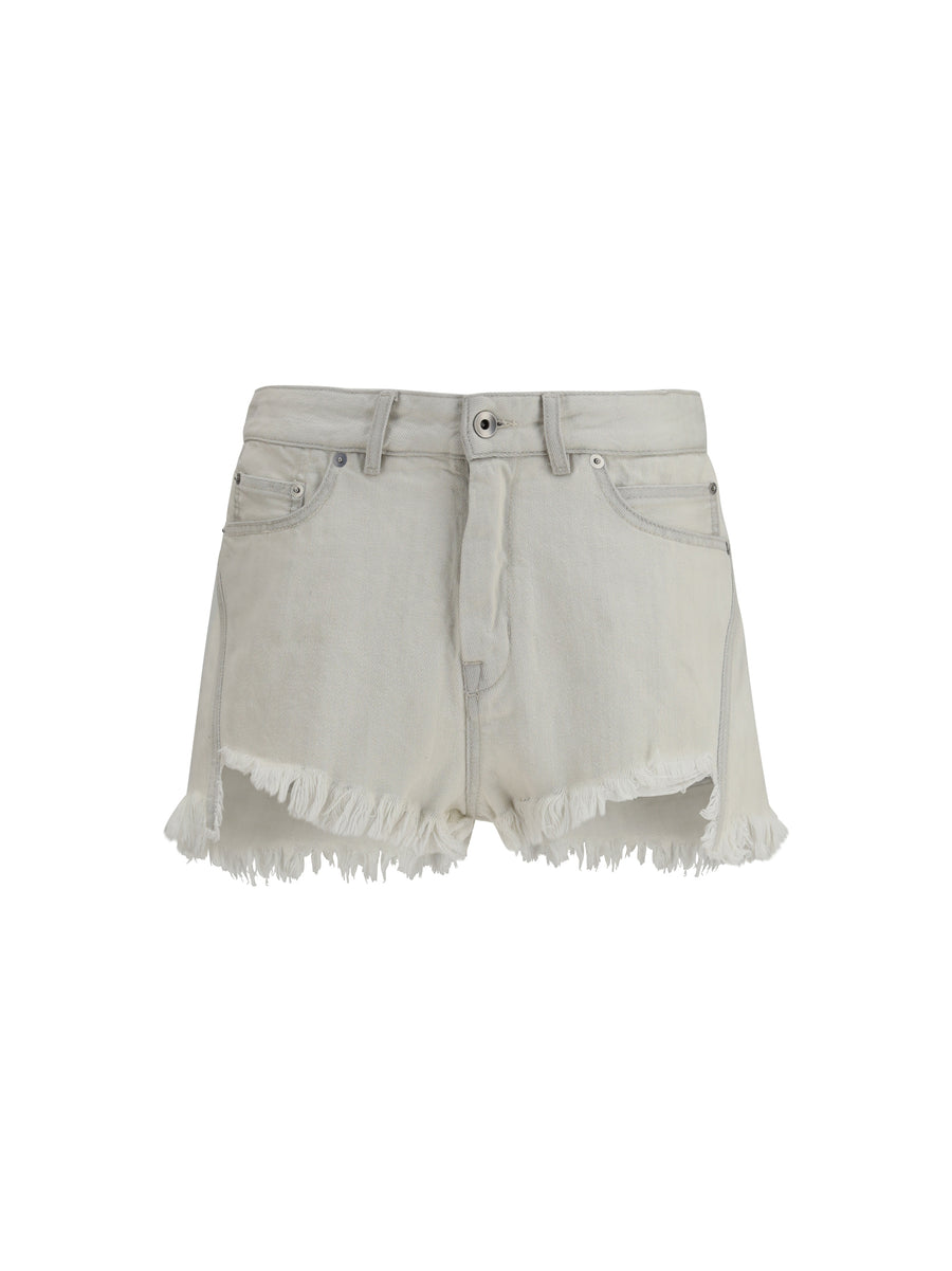 Rick Owens 100% Cotton denim shorts in white