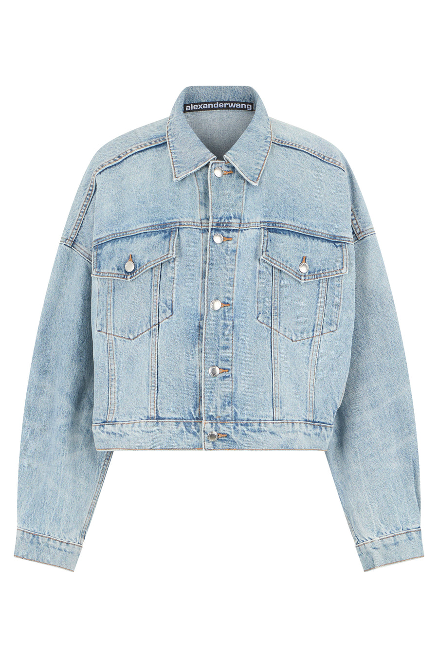 Denim Jacket Cropped Light Blue Cotton