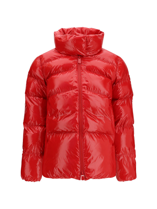 Glossy Quilted Puffer Jacket Rosso Burgundy Wine Down